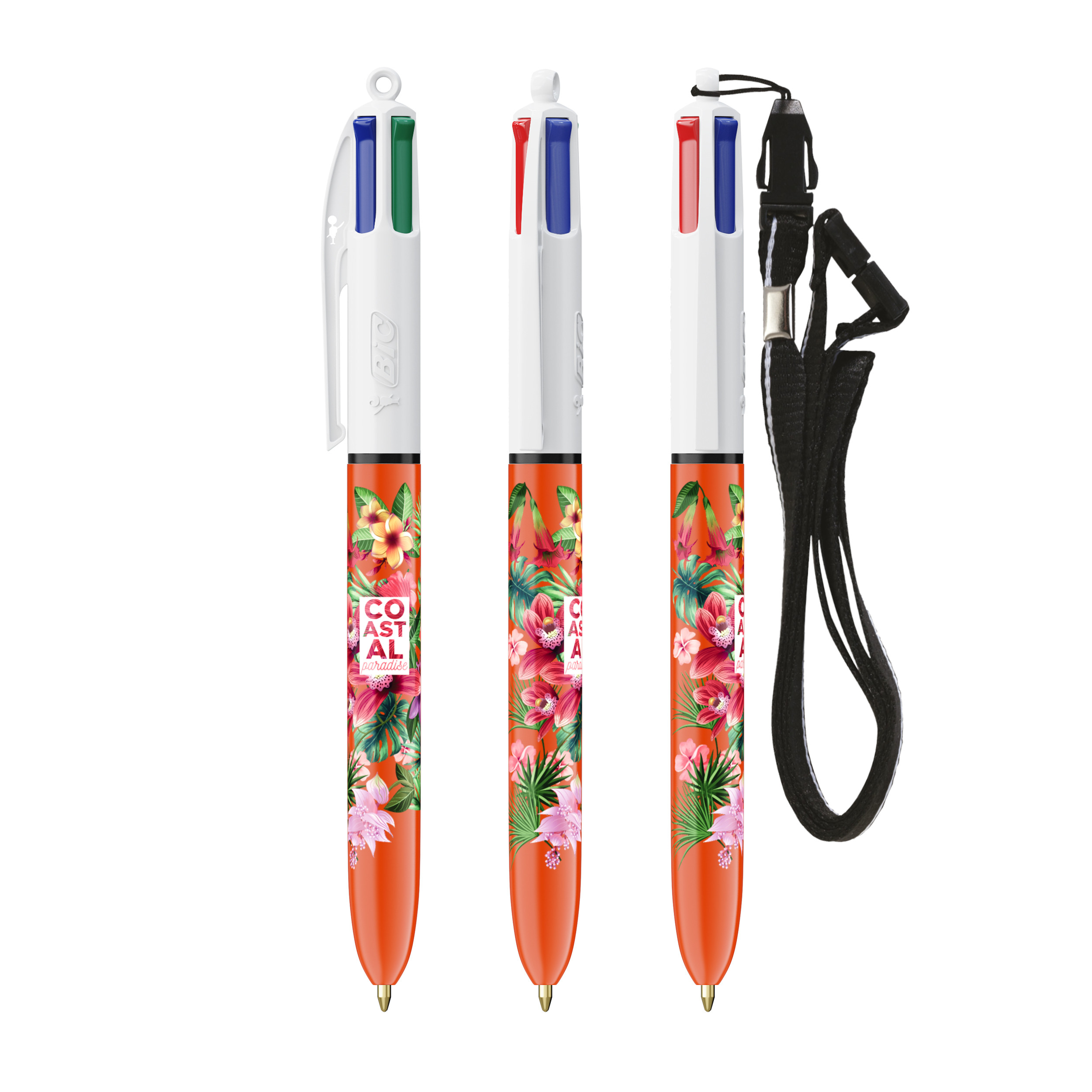 BIC® 4 Colours Fine with lanyard ballpen
