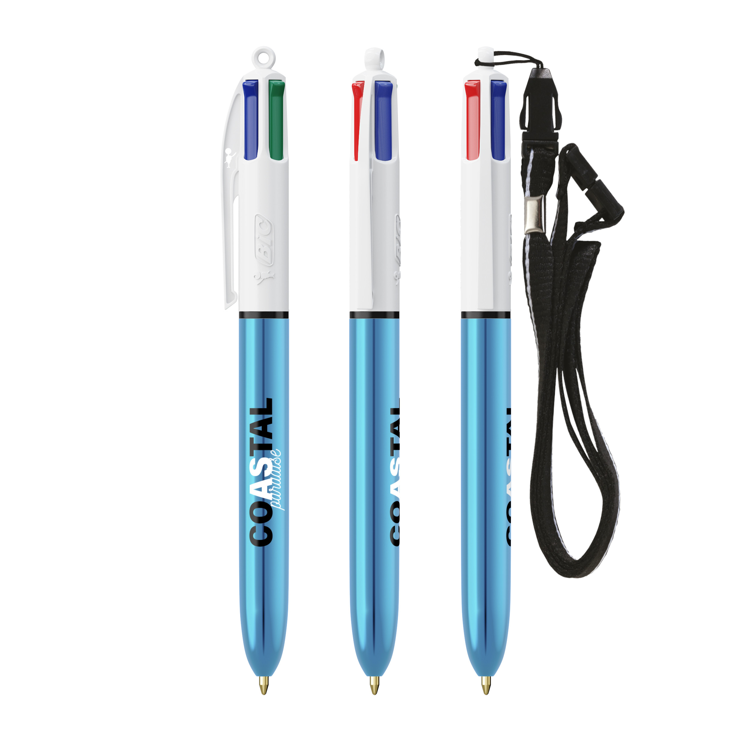 BIC® 4 Colours Shine with lanyard ballpen