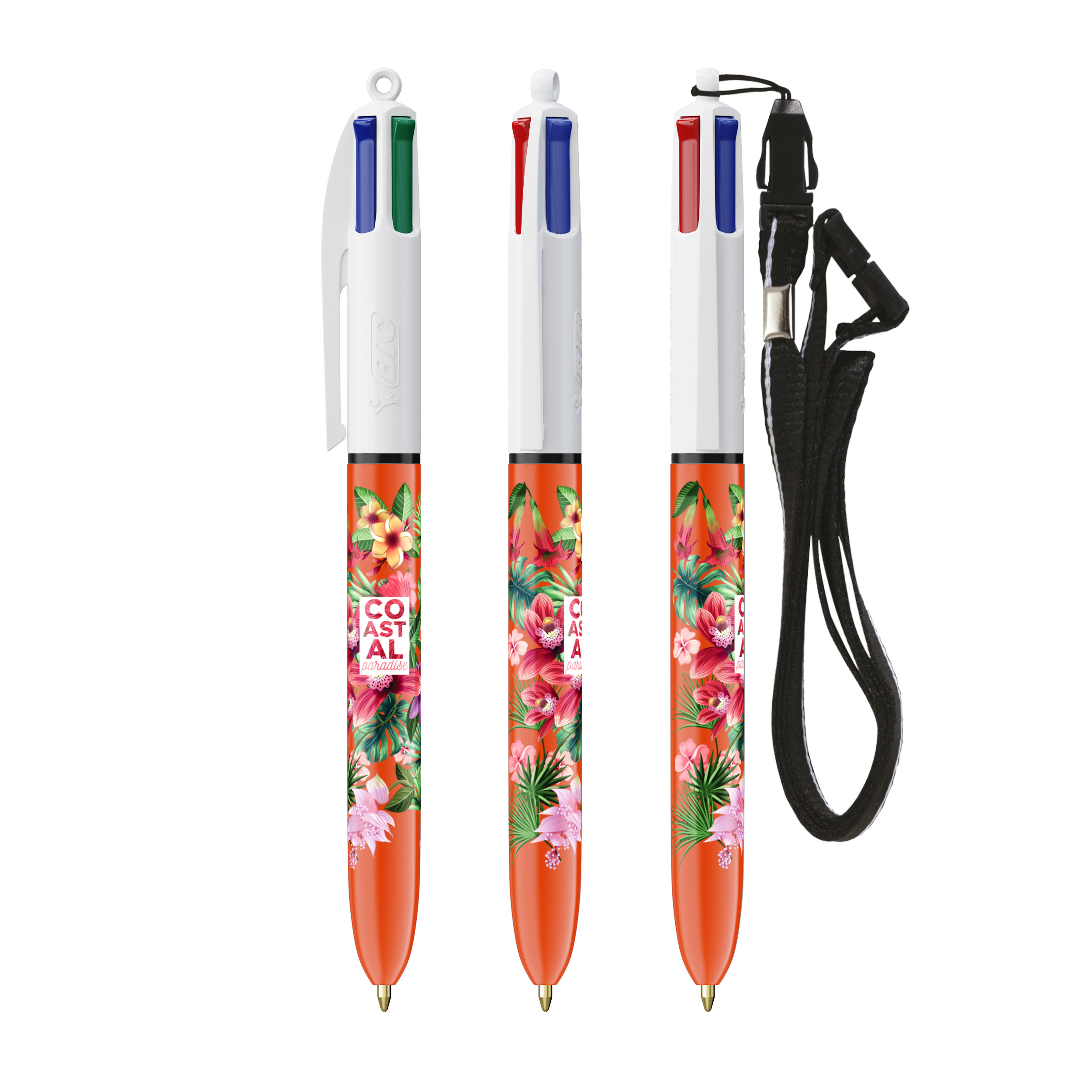 BIC® 4 Colours Fine with lanyard ballpen